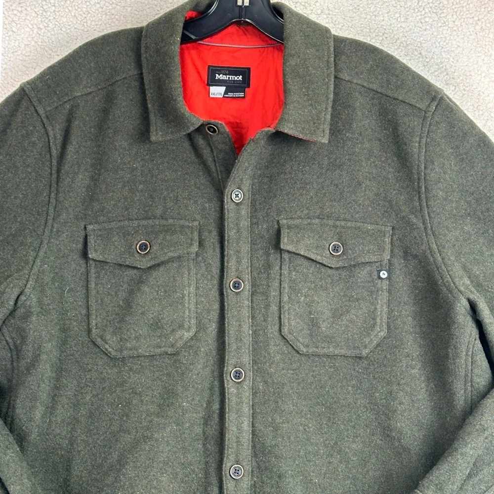 Marmot Wool Blend Shacket Shirt Jacket Mens XXL Olive Green Gorpcore Quilted